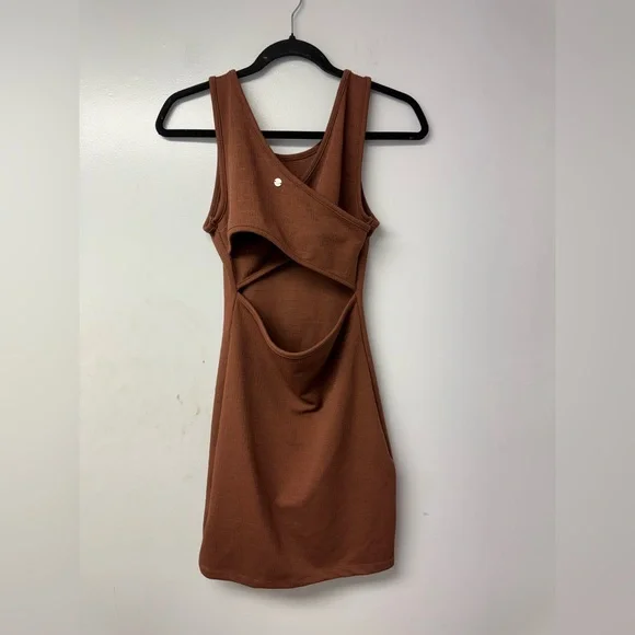 Roxy Good Keepsake XS Mini Dress Brown Cutout Cross Back Coastal Cowgirl Boho Y - Picture 6 of 12